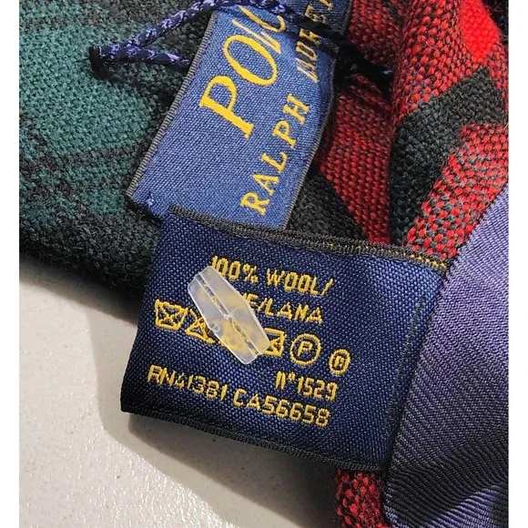 Polo Ralph Lauren Tie Tartan  100% Wool Mens  Hand Made In Italy Red Green NWT - Picture 6 of 8